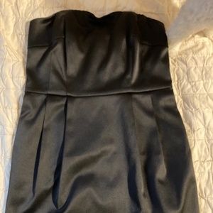 Express Pleated Front Strapless Bodycon Mini Dress Size 2 Black Cocktail